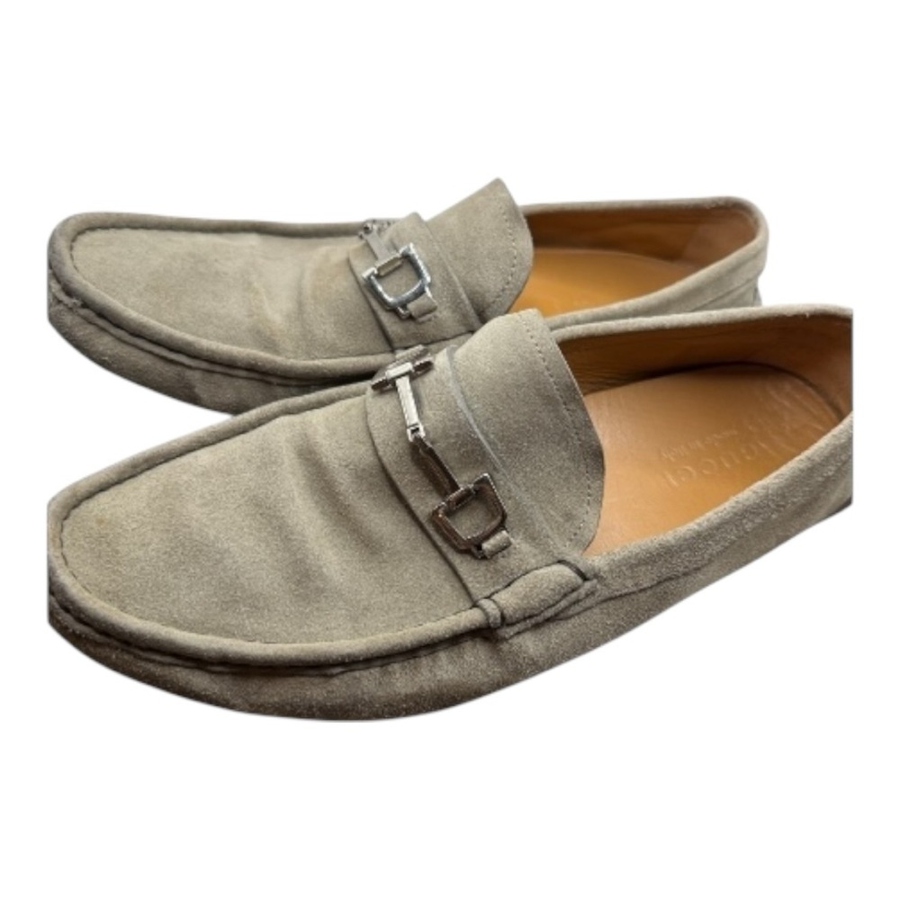 Gucci Men's Taupe Suede Slip-On Loafers size 9.5